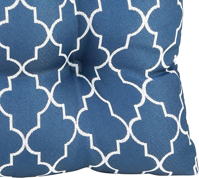 Klear Vu Gripper Overstuffed Universal Non-Slip Dining Chair Cushions for Kitchen Decor or Office Use, U-Shaped Skid-Proof Seat Pad, 15x15 Inches, 4 Count (Pack of 1), Geo Blue