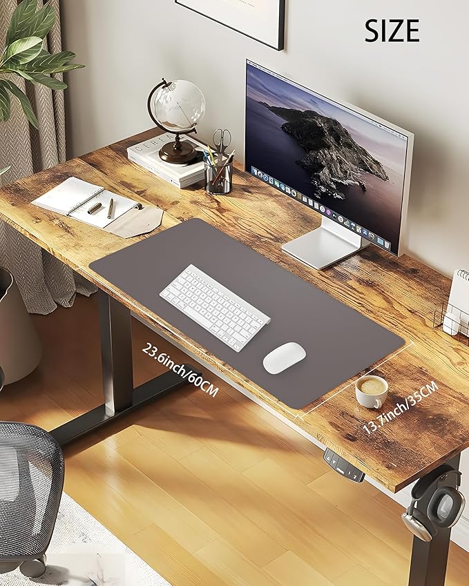 Desk Pad Mat 23.6"x13.7" - Waterproof Mouse Pad & Desk Protector, Non-Slip PU Leather for Gaming Keyboard/Mouse, Stitched Edge XL Office Desk Pad with Ergonomic Support(Dark Grey)