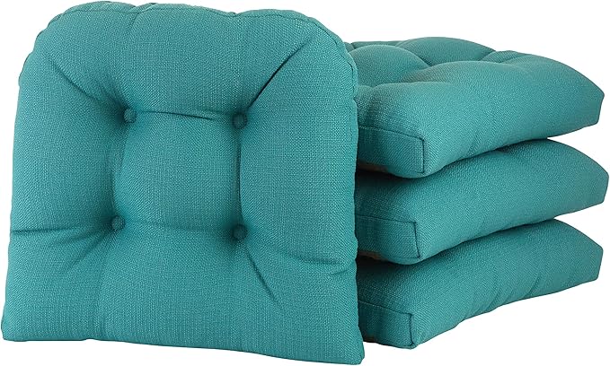 Klear Vu Gripper Overstuffed Universal Non-Slip Dining Chair Cushions for Kitchen Decor or Office Use, U-Shaped Skid-Proof Seat Pad, 15x15 Inches, 4 Count (Pack of 1), Solid Teal Blue