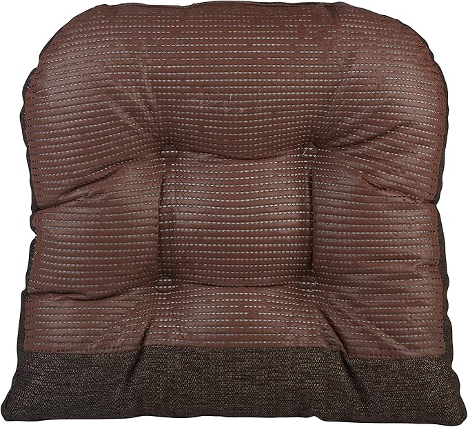 Klear Vu Gripper Overstuffed Universal Non-Slip Dining Chair Cushions for Kitchen Decor or Office Use, U-Shaped Skid-Proof Seat Pad, 15x15 Inches, 4 Count (Pack of 1), Solid Chestnut