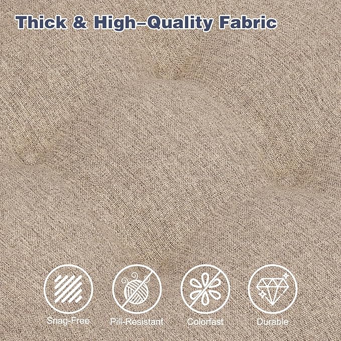 baibu Set of 4 Dining Chair Cushions, Dual-Layer Patent Design Memory Foam Kitchen Chair Cushions, Non-Slip Seat Pads with Ties, 16.5 x 16.5 x 3.5in, 4 Pack, Khaki