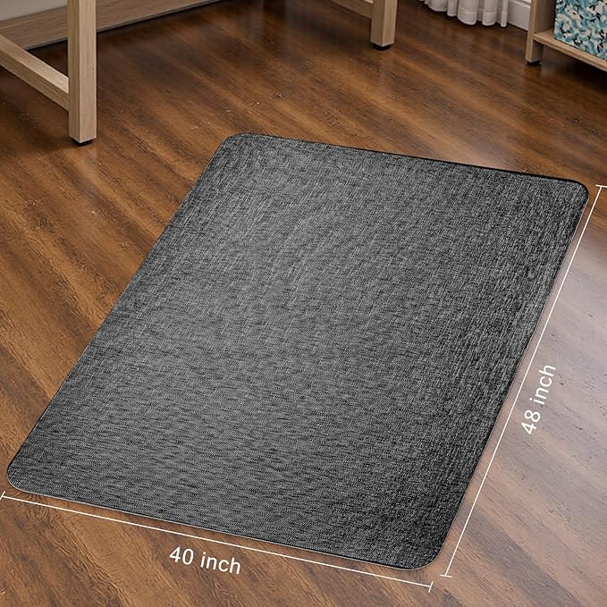 Sycoodeal Office Chair Mat for Hardwood & Tile Floor, 40" x 48" Computer Gaming Chair Mat for Rolling Chairs Non-Curve, Anti-Slip, Heavy Duty Floor Protector for Home Office (Dark Black)