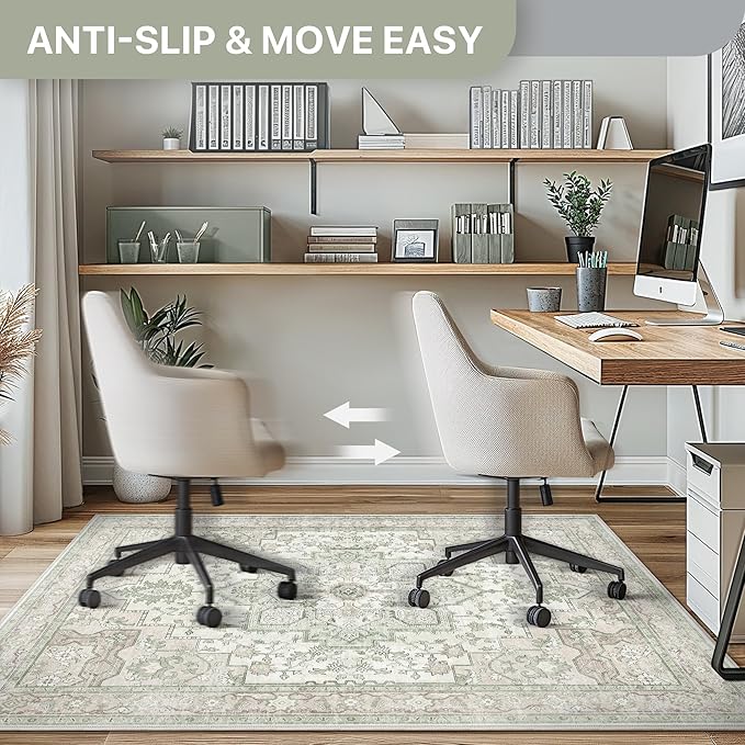 36"x48" Office Chair Mat for Hardwood Tile Floor, Under Desk Carpet Protector for Rolling Computer Chair Mat, Machine Washable Area Rug, Anti-Slip 1/5" Thick Low Pile Thin Vinyl Floor Mat, Mint