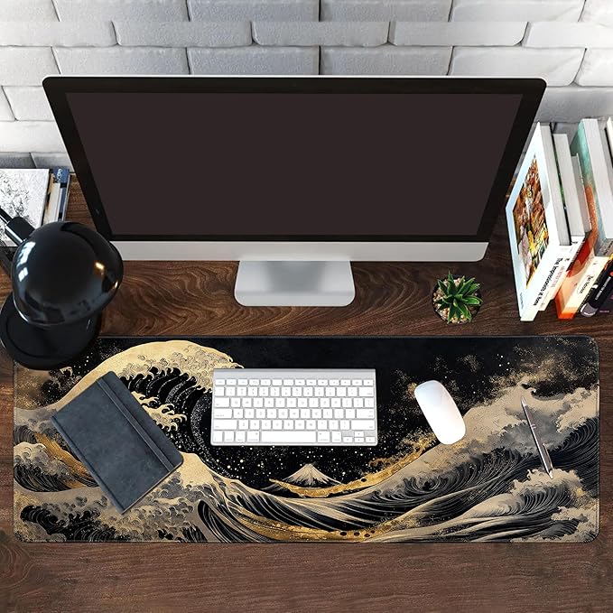 Long Gaming Mouse Pad Extended Anime Large Desk Pad with Non-Slip Base Full Keyboard Mat with Stitched Edges for Gaming and Office 31.5 x 11.8 inches (Sea Full Moon)