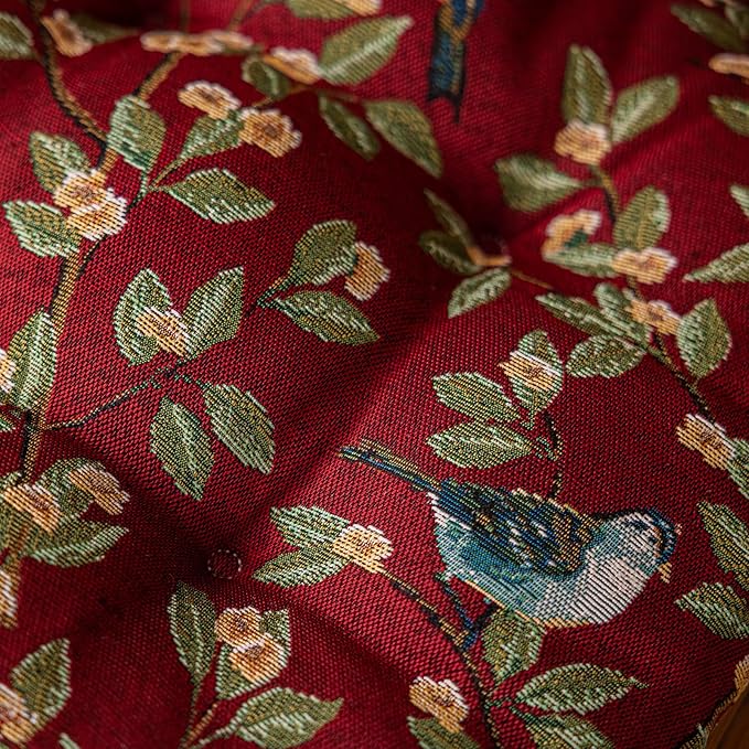vctops Farmhouse Bird Print Chair Cushions with Ties U-Shaped Soft Comfortable Chair Pads Non Slip Seat Cushions for Indoor Dining Room and Kitchen Chairs (Red,16"x16")