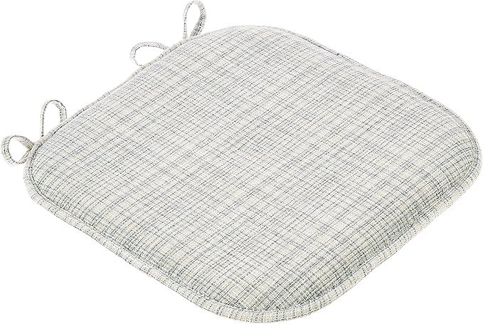 Sweet Home Collection Chair Cushion Memory Foam Pads with Ties Honeycomb Pattern Slip Non Skid Rubber Back Rounded Square 16" x 16" Seat Cover, 4 Pack, Aria Silver/Cream