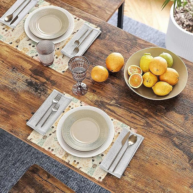 Placemats Set of 6, Animal Cute Giraffe Linen Placemats 12x18 Inch, Heat Resistant Table Mats, Washable Non Slip Place Mats for Dining Table Kitchen Home