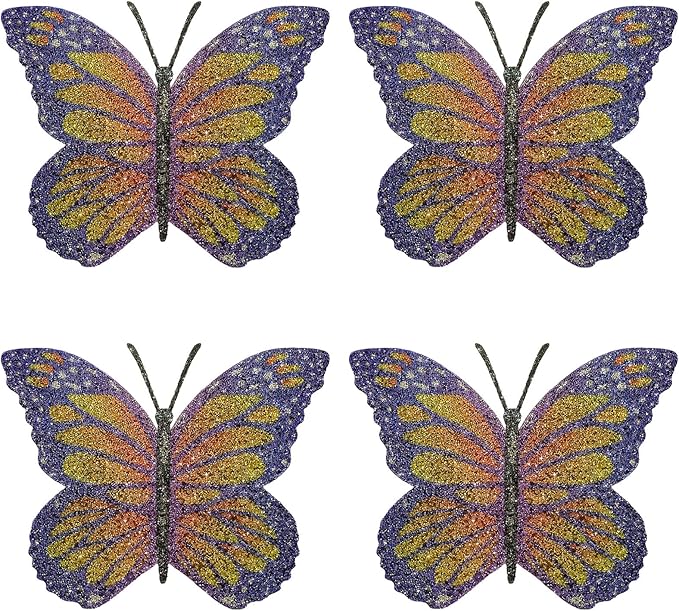 Butterfly Placemats Set of 4, Colorful Rhinestones Bling Butterfly Home Kitchen Table Decoration Place Mat,Gifts for Friends Women Mom (Purple,4PCS)