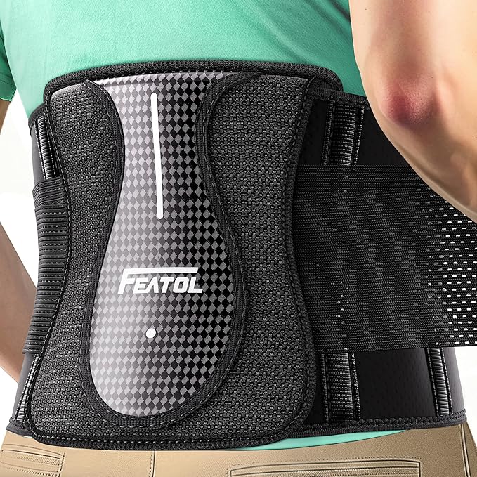 FEATOL Back Brace for Lower Back Pain Wide Coverage 360° Strong Lumbar Support with Removable Pad, Adjustable Waist Support Belt for Men Women, Size XX-Large 38.6"-51.2''