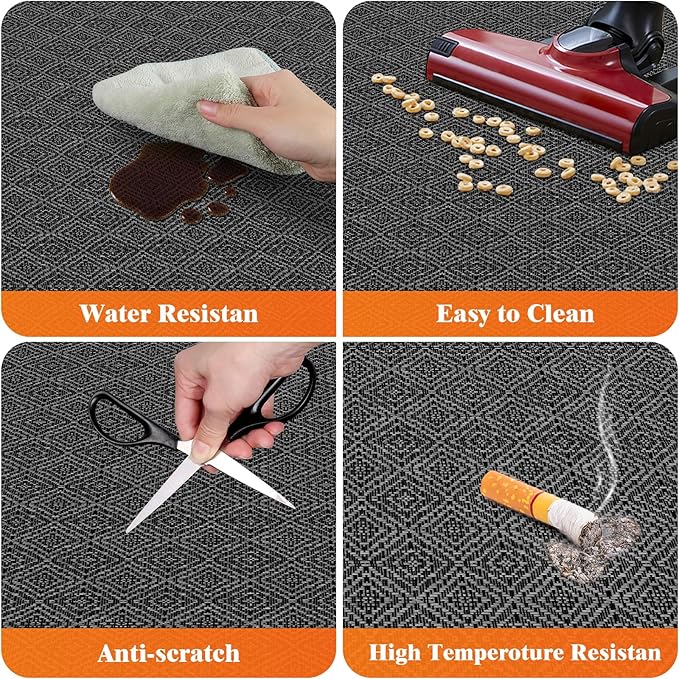 KMAT Office Chair Mat, 36x48in Heavy Duty Hardwood/Tile Floor Protector, Floor Mat Computer Desk Mat for Rolling Chairs, Work, Study, Office, Black