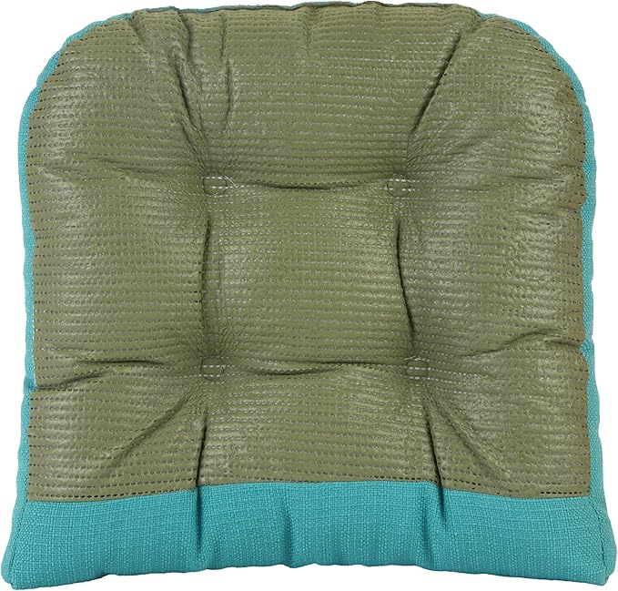 Klear Vu Gripper Overstuffed Universal Non-Slip Dining Chair Cushions for Kitchen Decor or Office Use, U-Shaped Skid-Proof Seat Pad, 15x15 Inches, 2 Count (Pack of 1), Solid Teal Blue
