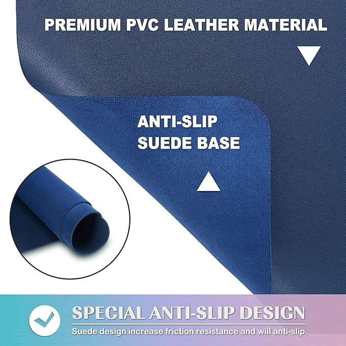 K KNODEL Non-Slip Desk Mat, Desk Pad, Desk Blotter, Desktop Mat for Desk, Large Desk Protector, Office Computer and Laptop Mat for Desk (31.5"x15.7", Dark Blue)