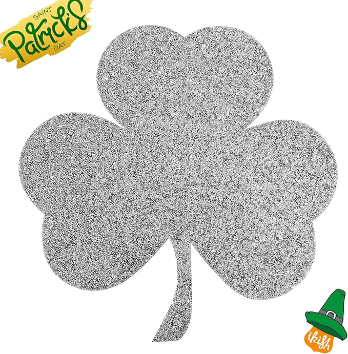 Silver Placemat, Sparkle Glitter Rhinestones Table Mat Crushed Diamond Shamrock Table Placemat 16inch for St. Patrick's Day Home Kitchen Dinning Decorations