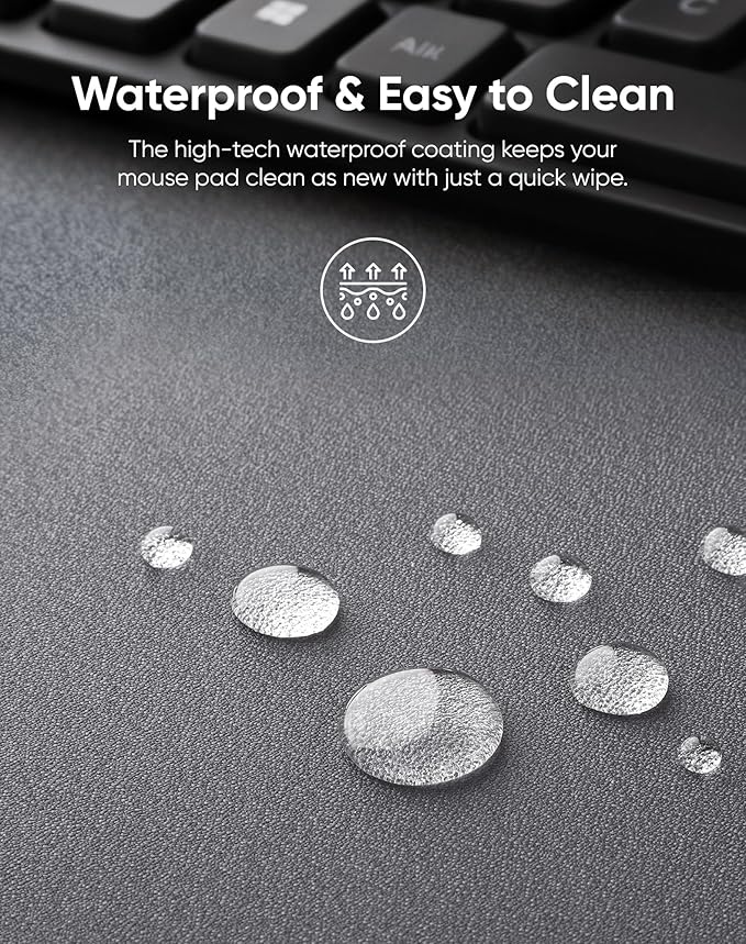 Reniteco Waterproof Large Gaming Mouse Pad with Durable Stitched Edges, Non-Slip Rubber Base, Grainy Jacquard Mouse Mat Desk Pad for Home Office Gaming, 27.6"x11.8"x0.12", Matte Gray