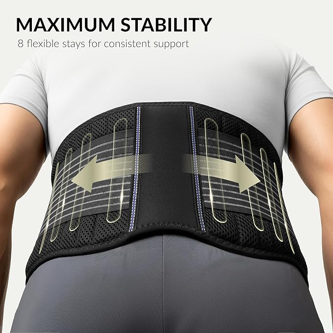 BraceUP Back Support Belt for Men and Women - Breathable Waist Lumbar Support Lower Back Brace for Sciatica, Herniated Disc, Scoliosis Lower Back Pain Relief, with Dual Adjustable Straps (XXL)