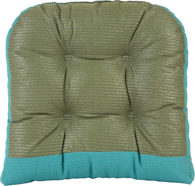 Klear Vu Gripper Overstuffed Universal Non-Slip Dining Chair Cushions for Kitchen Decor or Office Use, U-Shaped Skid-Proof Seat Pad, 15x15 Inches, 4 Count (Pack of 1), Solid Teal Blue