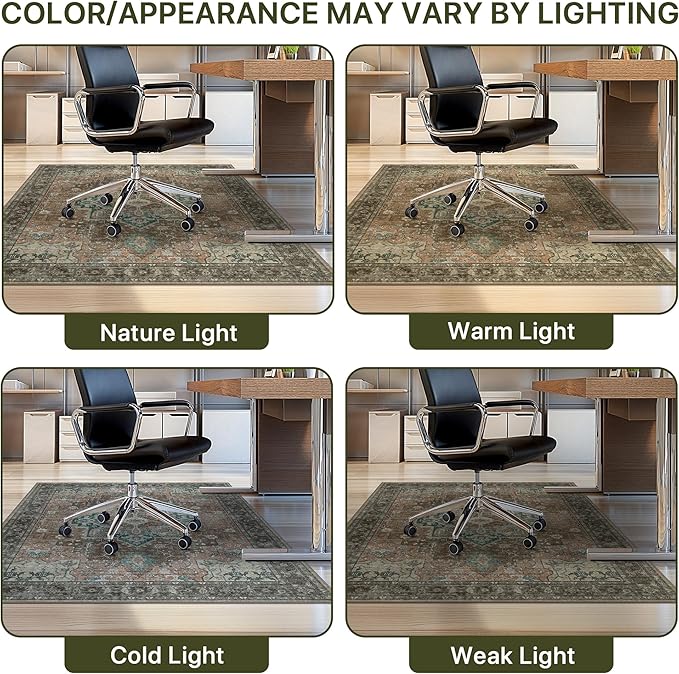 36"x48" Office Chair Mat for Hardwood Tile Floor, Under Desk Carpet Protector for Rolling Computer Chair Mat, Machine Washable Area Rug, Anti-Slip 1/5" Thick Low Pile Thin Vinyl Floor Mat, Rosewood