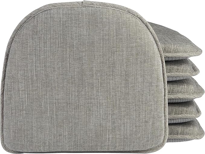Klear Vu Raindrop The Gripper Non Slip Chair Cushions, Soft & Comfortable Seat Pad, Sitting Pillow for Kitchen, Dining or Office, 6 Count (Pack of 1), Steel Gray