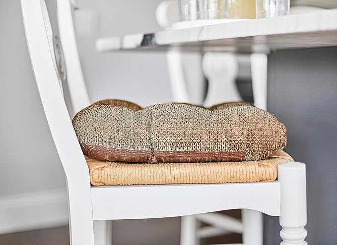 Klear Vu Gripper Overstuffed Universal Non-Slip Dining Chair Cushions for Kitchen Decor or Office Use, U-Shaped Skid-Proof Seat Pad, 15x15 Inches, 8 Count (Pack of 1), Waffle Brown