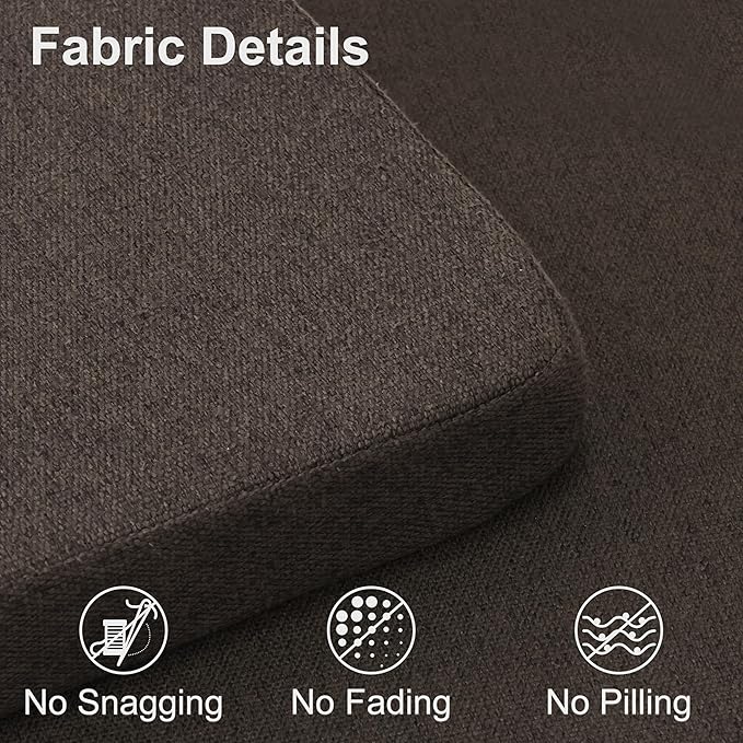 Shinnwa Dining Chair Cushions Set of 2, Non-Slip Kitchen Chair Cushions with Ties and Machine Washable Cover, 2 Pack, 17 x 16.5 x 2in, Dark Brown