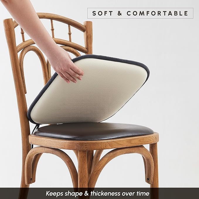 Elegant Comfort 2 Pack Chair Cushion Covers - Skid-Proof Rubber Backing - 16 x 16 Inch - Thick Dining Square Shape Seat Covers - Comfortable Textured Chair Pads with Ties - Honeycomb Pattern, Gray