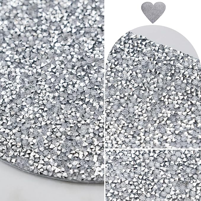 Glitter Heart Placemats Set of 4, Silver Heart Rhinestones 15 Inches Table Mat Decoration Placemat for Centerpiece Dining Table Valentines Day Family Frineds Birthday Gifts