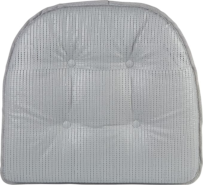 Klear Vu Omega Non-Slip Chair Cushions, Assembled in USA, U-Shaped Skid-Proof Seat Pads for Dining, Kitchen, Office, 15"x16", 4 Pack, Linear Gray