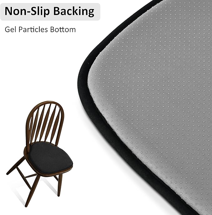 Shinnwa Windsor Chair Cushions 4 Pack, Non Slip Chair Pads for Dining Room, Farmhouse Kitchen Seat Cushion, Set of 4, 17 x 15.5 inches, Black