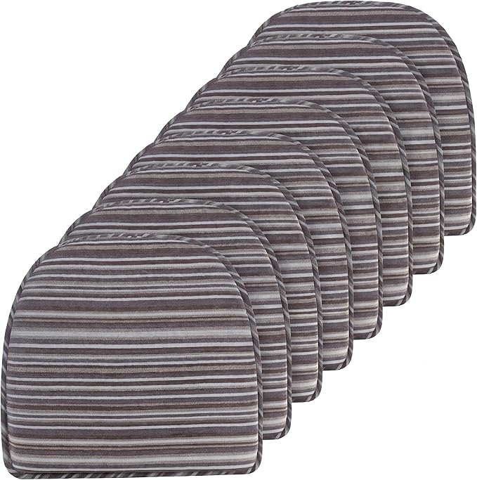 Klear Vu Raindrop The Gripper Non Slip Chair Cushions, Soft & Comfortable Seat Pad, Sitting Pillow for Kitchen, Dining or Office, 8 Count (Pack of 1), Driftwood Stripe