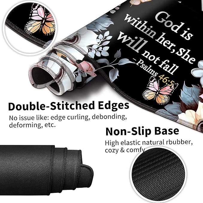 Extended Mouse Pad with Coaster 31.5 x 11.8 Desk Pad Full Desk Mousepad Stitched Edges Desk Mat Long Large Gaming Mouse Pad for Desk Office Home Bible