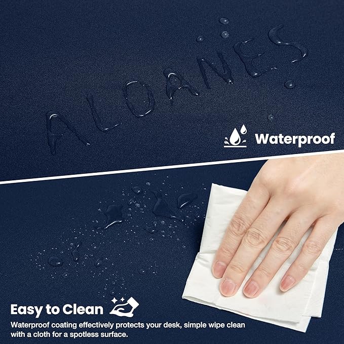ALOANES Waterproof Mouse Pad with Durable Stitched Edge, XXXL Gaming Keyboard Pad, Non-Slip Rubber Base Mouse Mat, Extended Desk pad for Gamer, Office & Home, Dark Blue Mousepad 35.4"x 15.7"x 0.12"