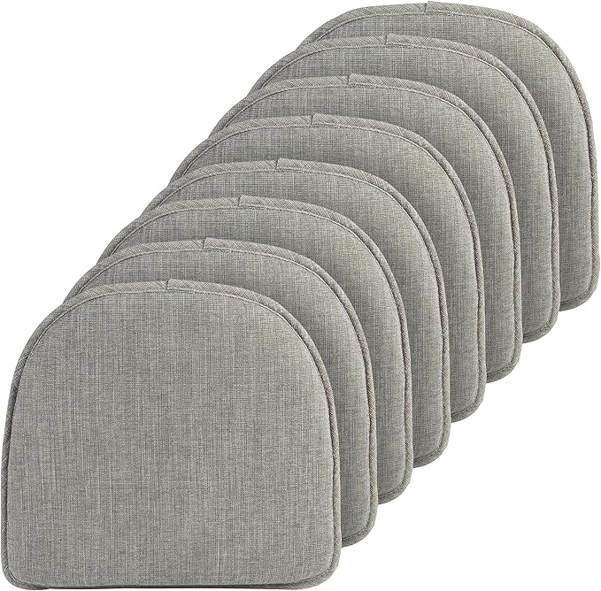 Klear Vu Raindrop The Gripper Non Slip Chair Cushions, Soft & Comfortable Seat Pad, Sitting Pillow for Kitchen, Dining or Office, 8 Count (Pack of 1), Steel Gray