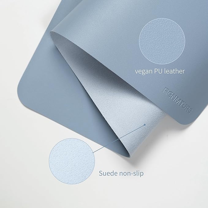 RENMTURE PU Mouse Pad, Faux Leather Large Desk Pad, Home Work Office Accessories, Non-Slip Desk Mat, Waterproof Gaming Pad Desk Blotter (36"x17", Blue)