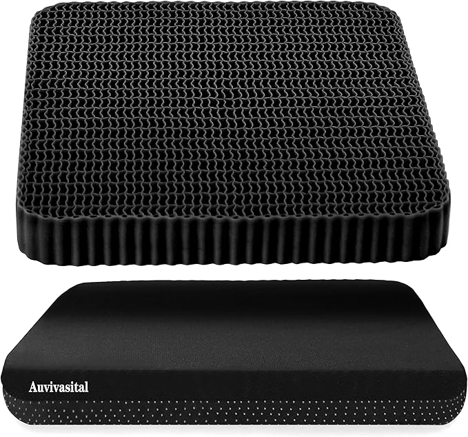 Innovative Gel Seat Cushion for Long Sitting, Soft and Breathable, Seat Cushion for Back, Sciatica, Hip, Tailbone Pain Relief, Used for The Office, Wheelchair, Car, Recliner, Stadium, Kayak.(Black)