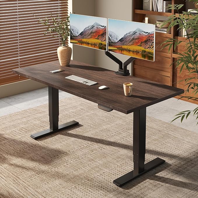 FLEXISPOT E6 MAX Bamboo 72x30 Inch Dual Motor 3-Stage Heavy Duty Standing Desk, 330lbs Weight Capacity, Height Adjustable Desk w/Cable Management & Wheels (Solid Walnut Bamboo Desktop + Black Frame)