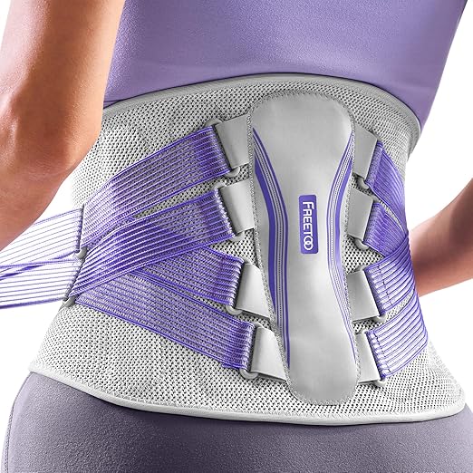 FREETOO Back Brace for Lower Back Pain Women with Bionic Support System, Adjustable Knitted Lumbar Support Belt, Breathable Mesh Design with Lumbar Pad,for Herniated Disc,Sciatica,Scoliosis XS (Your Waist:25.5''～29.5'')