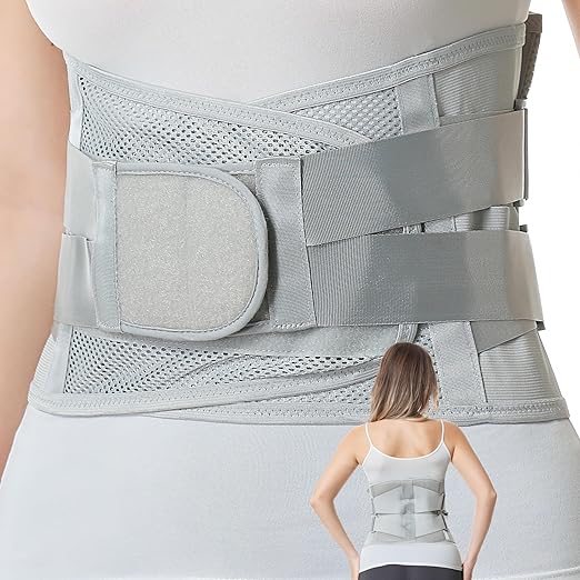 NeoTech Care Lower Back Brace for Women or Men, Lumbar Back Support Belt (Black, Size L)