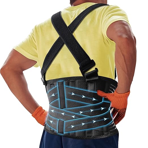 DARLIS Plus Size Back Support Belt with Removable Suspender Straps, Posture Corrector Protector for Heavy Lifting Safety, Work Back Brace for Men Women in Construction, Warehouse Jobs (Fits 3xl, 4xl)