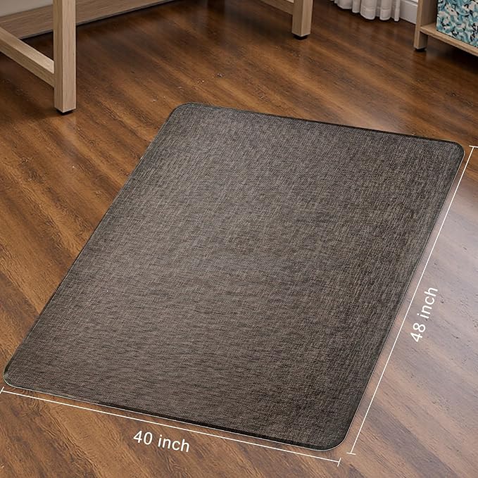 Sycoodeal Office Chair Mat for Hardwood & Tile Floor, 40" x 48" Computer Gaming Chair Mat for Rolling Chairs Non-Curve, Anti-Slip, Heavy Duty Floor Protector for Home Office (Dark Brown)