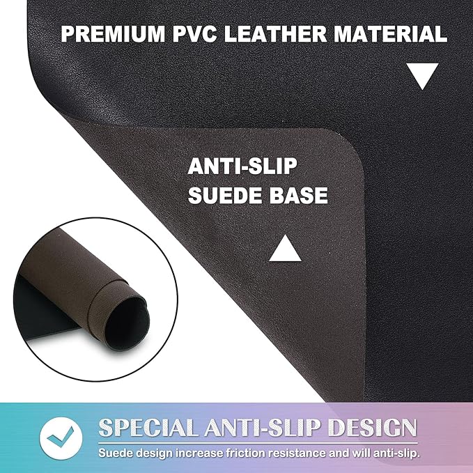 K KNODEL Non-Slip Desk Mat, Desk Pad, Desk Blotter, Desktop Mat for Desk, Small Desk Protector, Office Computer and Laptop Mat for Desk (23.6"x13.8", Black)