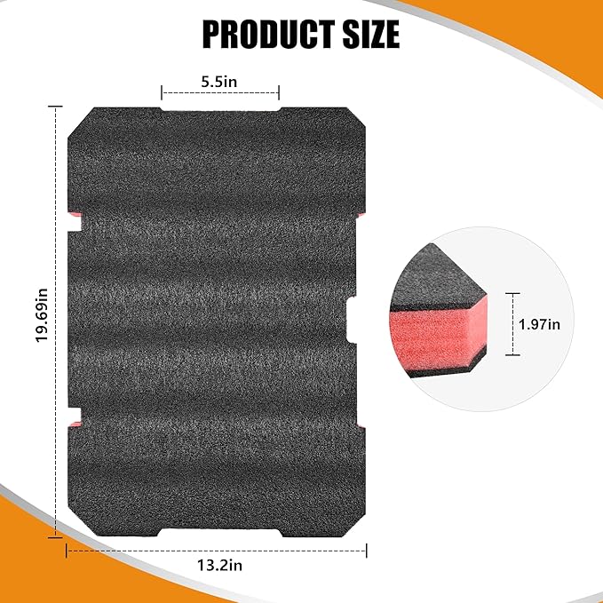 48-22-8424 Foam Inserts Kit for Milwaukee Packout, Custom Fit Tool Box Foam Organizers for Tools & Accessories Black/Red 2 Pack