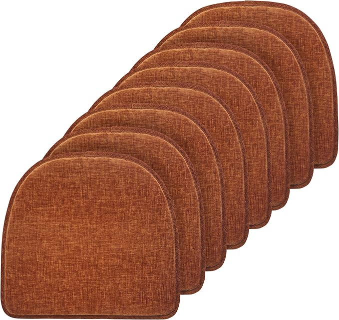 Klear Vu Raindrop The Gripper Non Slip Chair Cushions, Soft & Comfortable Seat Pad, Sitting Pillow for Kitchen, Dining or Office, 8 Count (Pack of 1), Cayenne
