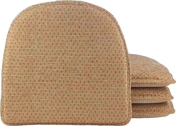 Klear Vu Raindrop The Gripper Non Slip Chair Cushions, Soft & Comfortable Seat Pad, Sitting Pillow for Kitchen, Dining or Office, 4 Count (Pack of 1), Natural