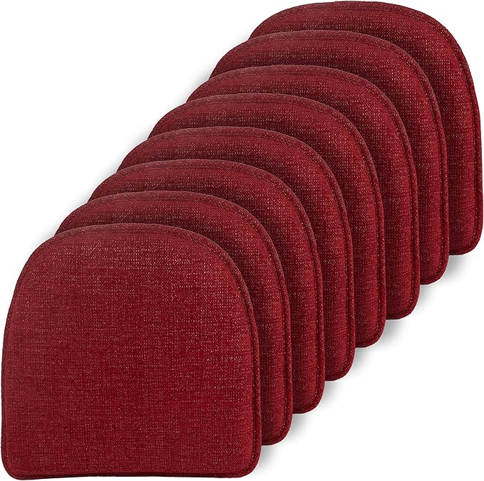 Klear Vu Raindrop The Gripper Non Slip Chair Cushions, Soft & Comfortable Seat Pad, Sitting Pillow for Kitchen, Dining or Office, 8 Count (Pack of 1), 03 Red