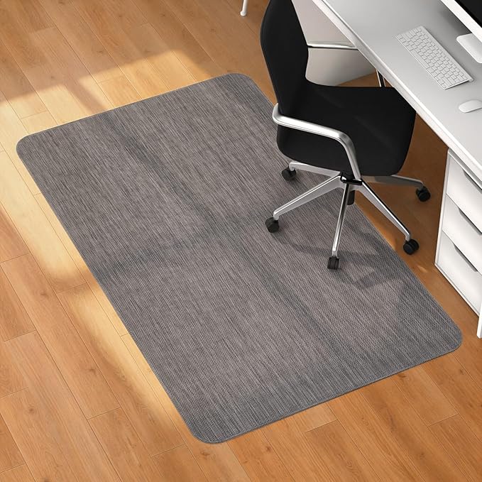 Blvornl Office Chair Mat for Hardwood Floor, 35.4"x 55" Desk Chair Mat for Hard Wood and Tile Floor, Large Anti-Slip Hard Floor Protector Rolling Chair Pad, PVC Desk Rug, Dark Grey