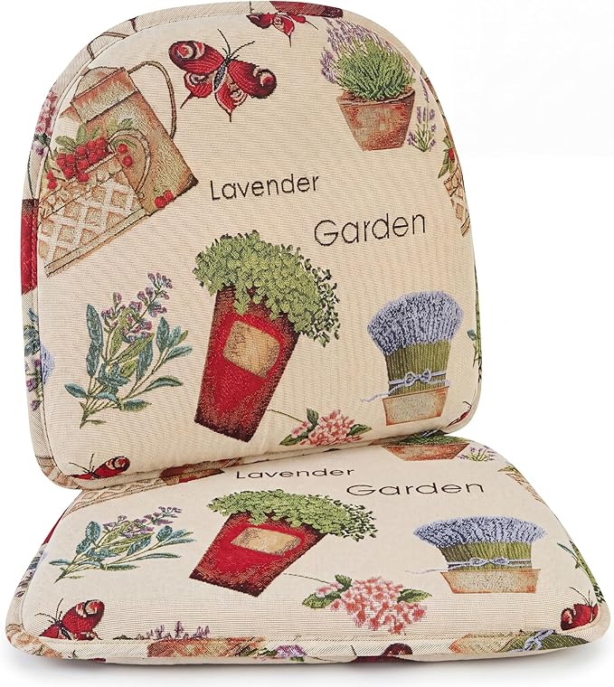 Klear Vu Raindrop The Gripper Non Slip Chair Cushions, Soft & Comfortable Seat Pad, Sitting Pillow for Kitchen, Dining or Office, 2 Count (Pack of 1), Garden Gala