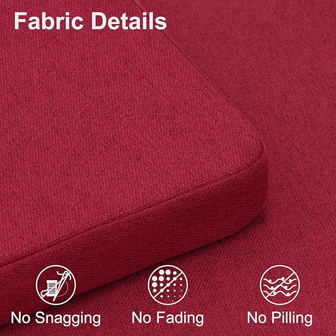 Shinnwa Dining Chair Cushions Set of 4, Non-Slip Kitchen Chair Cushions with Ties and Machine Washable Cover, 4 Pack, 17 x 16.5 x 2in, Wine Red