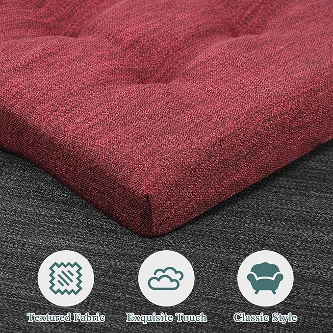 baibu 12 Inches Memory Foam Square Seat Cushion Set of 2, Dual-Layer Design Bar Stool Square Seat Cushion with Ties - 2 Pads Only, Red (12'' (30CM))