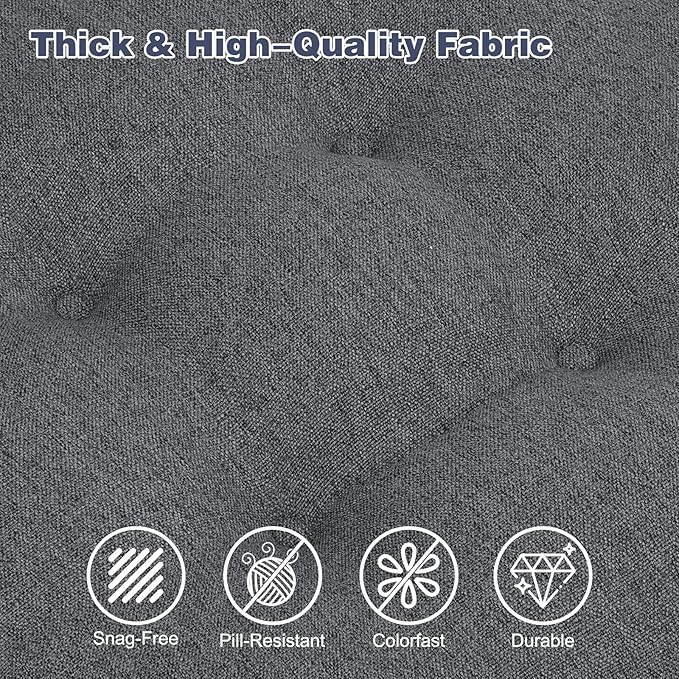 baibu Set of 4 Dining Chair Cushions, Dual-Layer Patent Design Memory Foam Kitchen Chair Cushions, Non-Slip Seat Pads with Ties, 16.5 x 16.5 x 3.5in, 4 Pack, Dark Grey