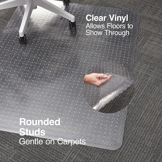 Staples Office Chair Mat, Clear Floor Mats, Medium-Pile Carpets, 48 x 36 Inch, Smooth Glide